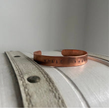 Load image into Gallery viewer, ‘Vrai Amitié’ copper, hand stamped bracelet.