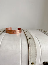 Load image into Gallery viewer, Co-Ordinates hand stamped copper men’s bracelet.