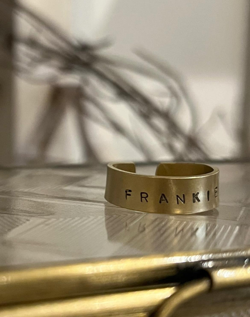 Personalised Brass Hand Stamped Ring.