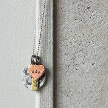 Load image into Gallery viewer, Personalised Jewellery Gift Set. Hand Stamped Charm Necklace &amp; Aluminium Ring. Custom Gift for Her. Ready to Gift. Mixed Metal
