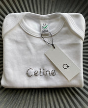 Load image into Gallery viewer, Organic Cotton Hand Embroidered Short Sleeved Babygrow
