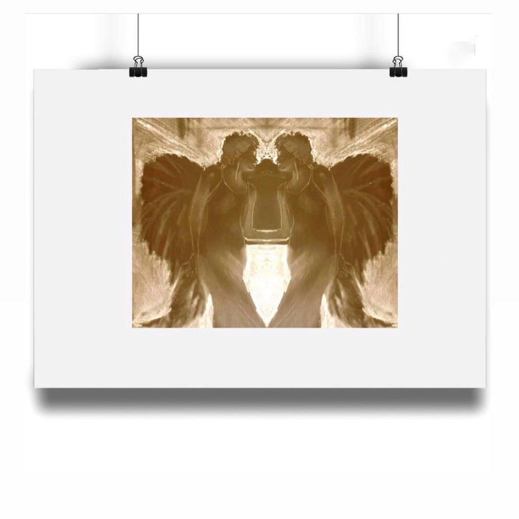 The Watchers, a sepia-toned limited edition A3 giclée print of angels, printed on smooth matte archival paper.