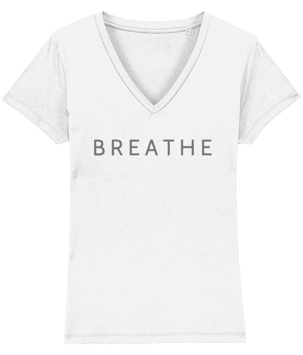 Organic Cotton V Neck B R E A T H E tee shirt