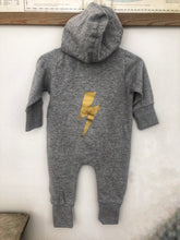 Load image into Gallery viewer, Ziggy Grey Hoody Organic Cotton Baby Romper Suit
