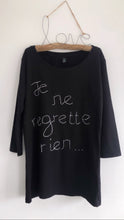 Load image into Gallery viewer, Je Ne Regrette Rien - hand embroidered organic cotton tee shirt
