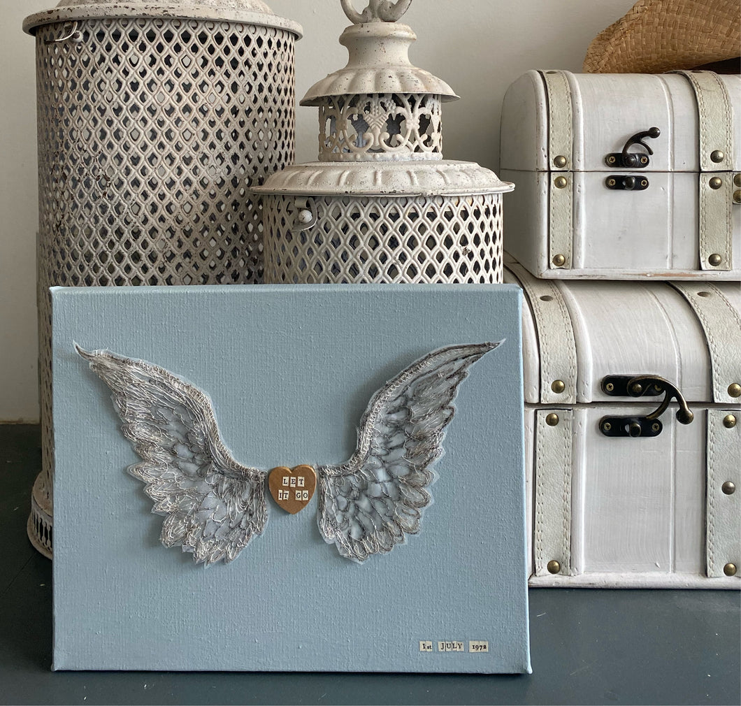 Personalised Embroidered Wings on Canvas - Original Artwork