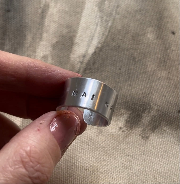 Personalised Aluminium Hand Stamped Ring.