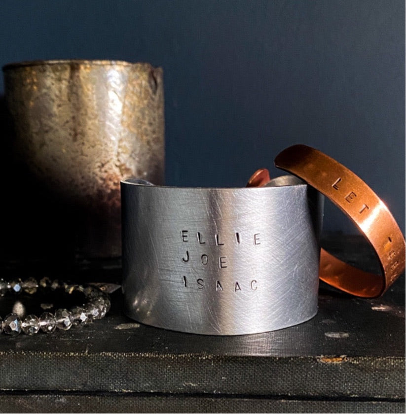 Personalised Hand Stamped Cuff Style Bracelet